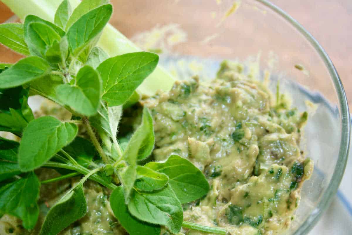 homemade hummus with herbs