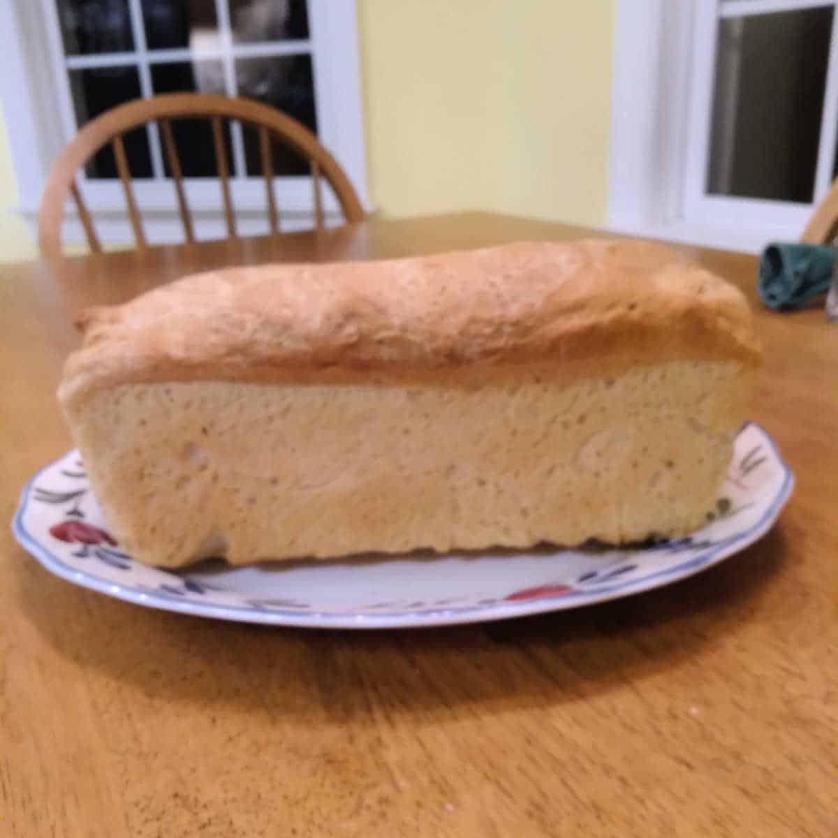 A loaf of bread on a plate