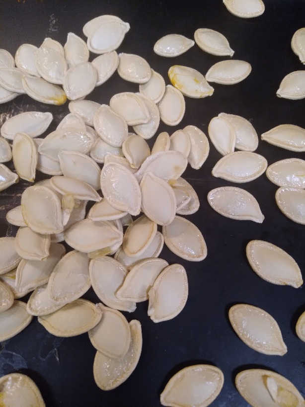 fresh pumpkin seeds ready to roast